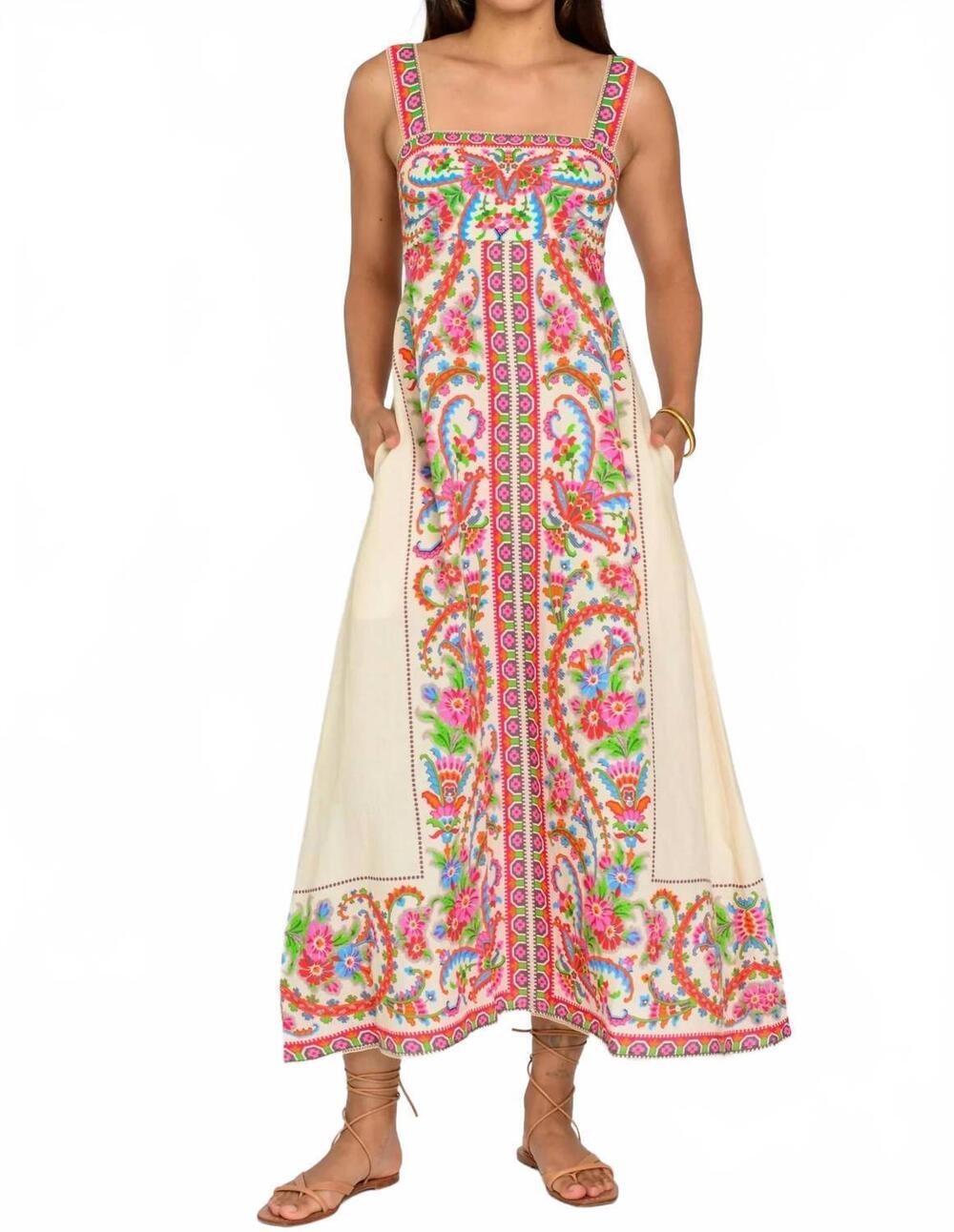 NEW ELIZABETH JAMES THE LABEL annalisa midi dress in scroll with it